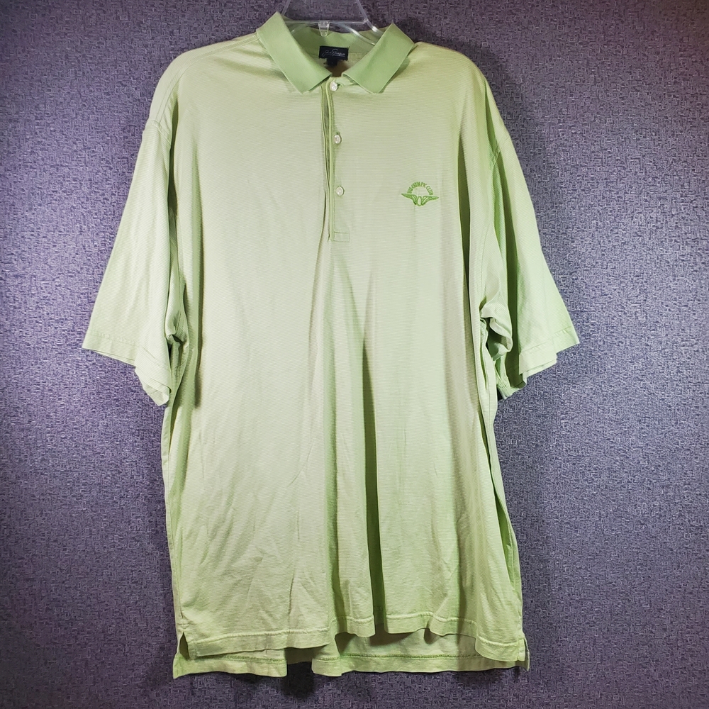 Classic Light Green Striped Golf Shirt L XL Olympic Club